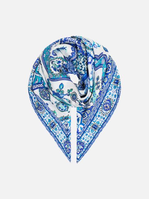 LARGE CRYSTALLED SILK SQUARE SCARF