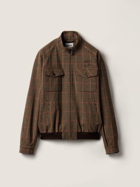Houndstooth check blouson jacket