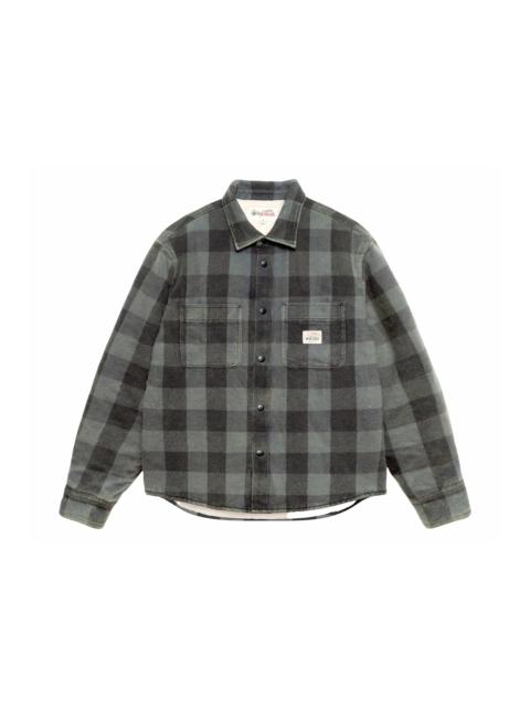 Stussy Sherpa Lined Buffalo Plaid Shirt Grey