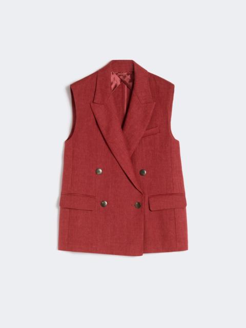 Linen twill gilet - BRICK RED