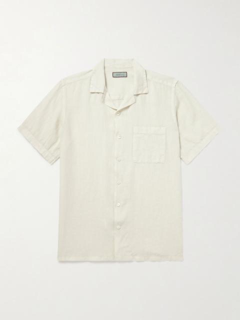 Camp-Collar Garment-Dyed Linen Shirt Ecru