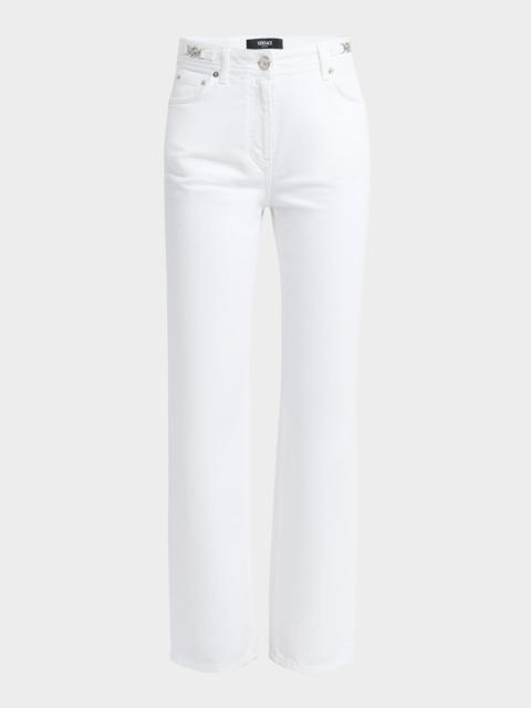 White Washed Denim Straight-Leg Pants