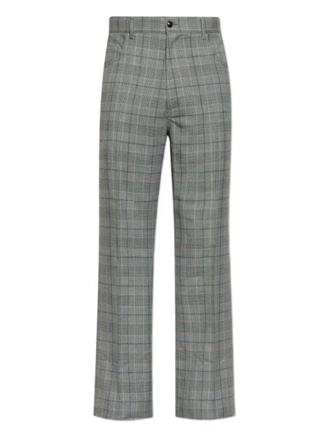 checked flared trousers
