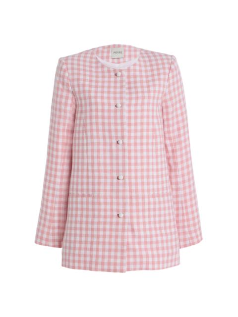 Exclusive Riviera Rio Checked Linen Jacket pink