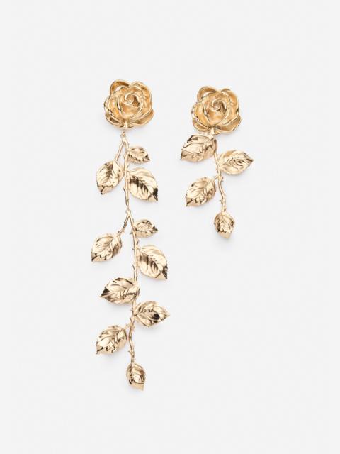 Cascading rose earrings in gold