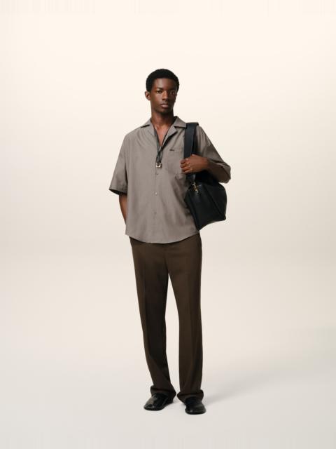 TAUPE COTTON SHORT SLEEVE BOXY SHIRT