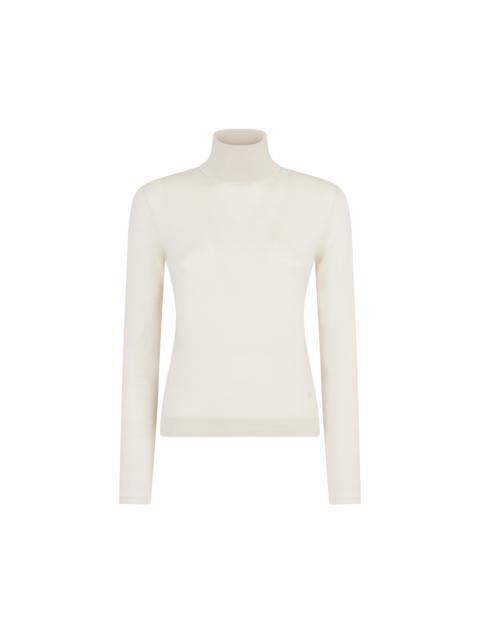 FINE CASHMERE SILK KNIT TURTLENECK TOP
