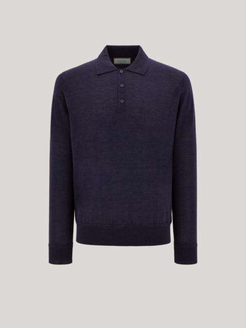DARK NAVY POLO IN WOOL-SILK-CASHMERE BLEND