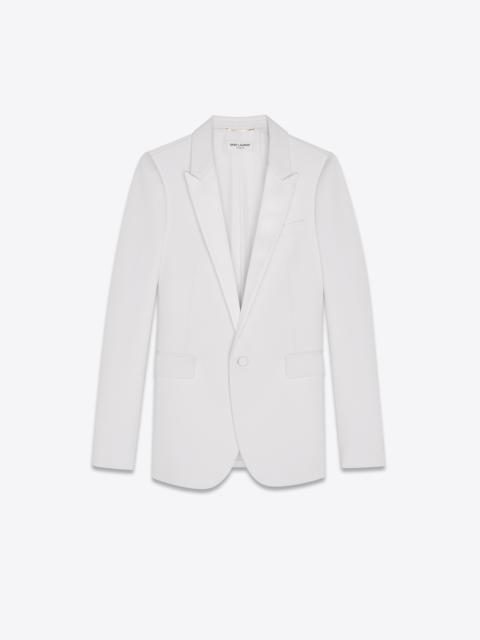 notched collar tuxedo jacket in grain de poudre saint laurent