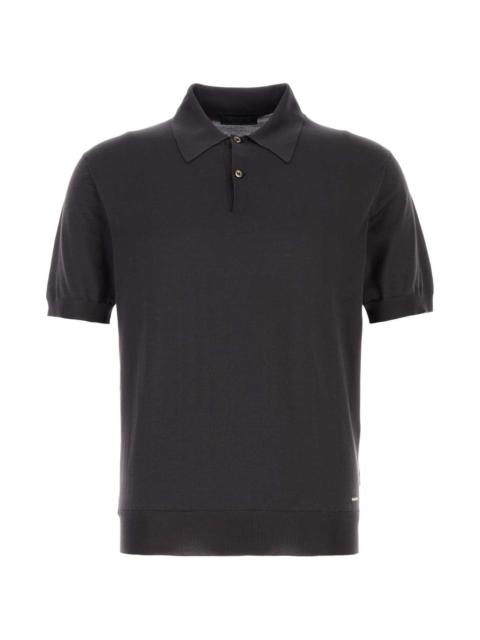 Dark Brown Silk Polo Shirt