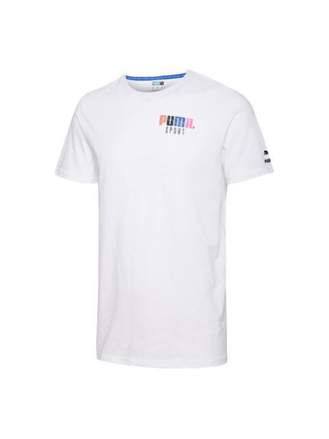 PUMA Multi-Color Logo Athleisure Casual Sports Short Sleeve White 598938-02