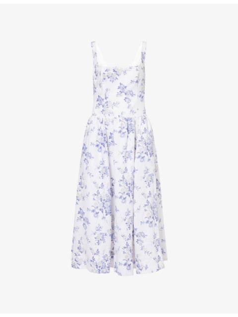 Janu Floral-Print Linen Midi Dress