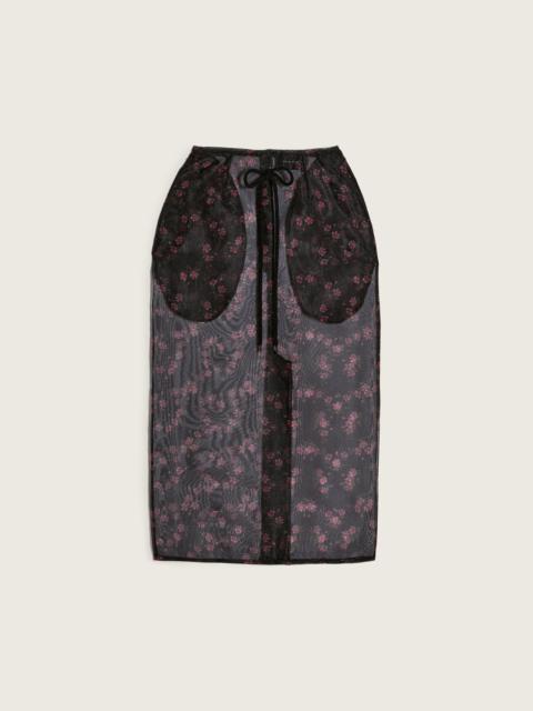 Sheer Frayed Column Pencil Skirt