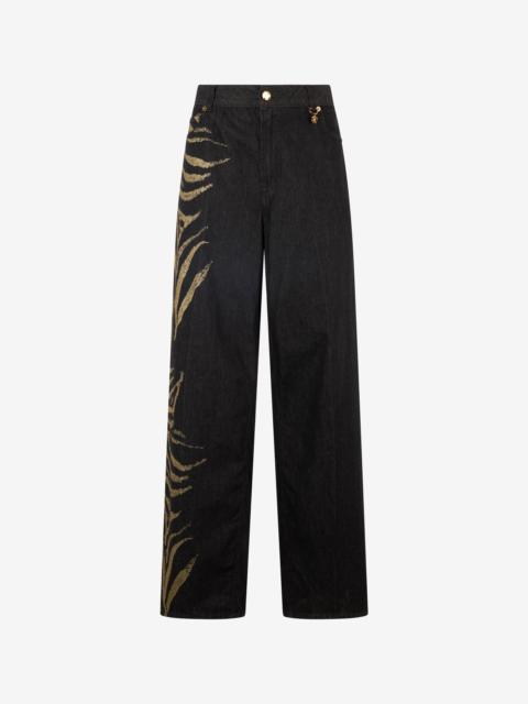 Jeans With Zebra Print On Side