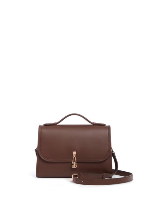 Medium Leonora Flap Bag in Chocolate Leather