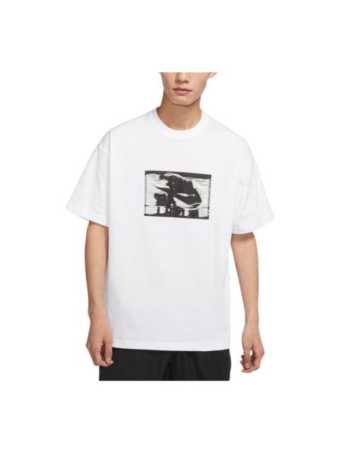 Men's Nike Alphabet Logo Pattern Printing Round Neck Pullover Short Sleeve White T-Shirt DR5758-100