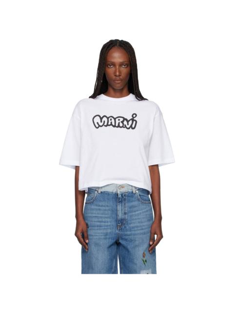White Sprayed Marni Logo Jersey T-shirt
