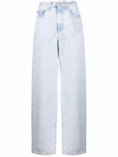 Diag-print wide-leg jeans