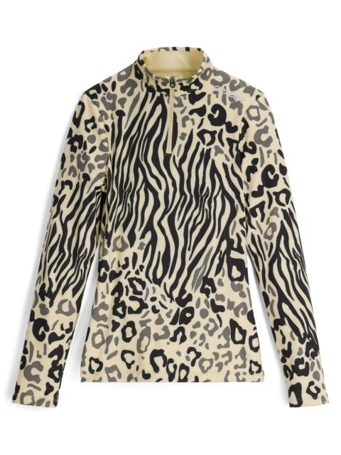 Womens Vivid Half Zip T-Neck - Animal Print
