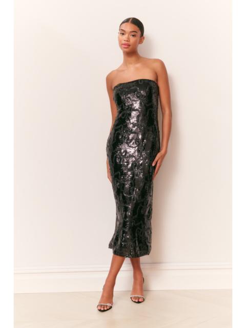 Stasia Sequin Winding Bow Midi Dress
