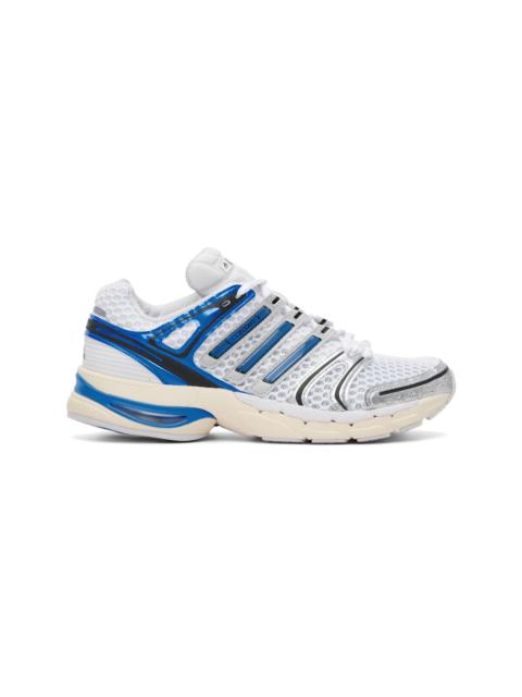 White & Blue Adistar Control 5 Sneakers