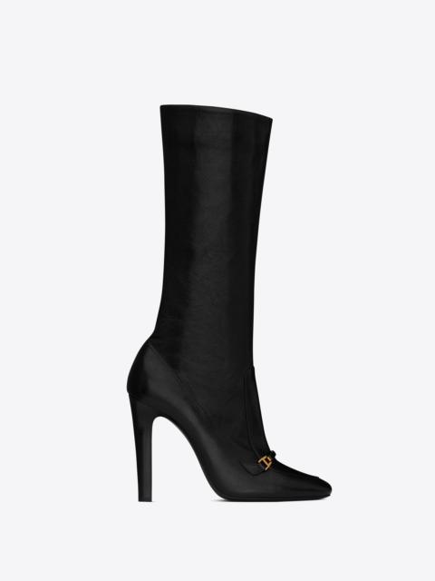 camden boots in shiny grained leather