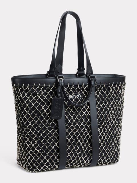 'KENZOAMA' large totebag in canvas and fishnet