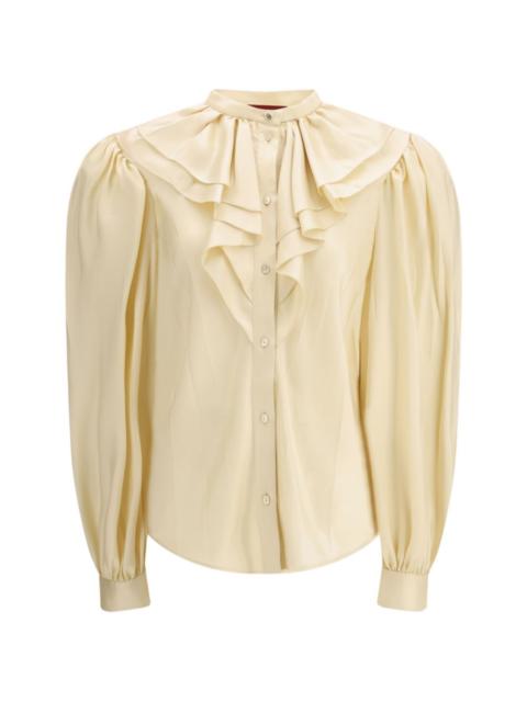 ruffled silk twill shirt