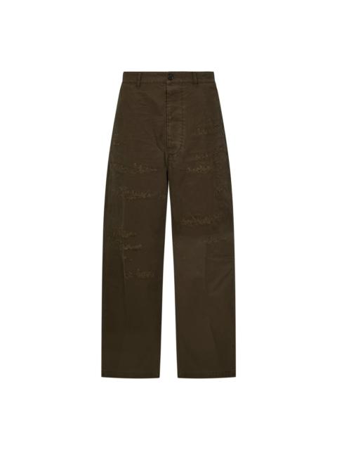 BROWN RIPPED COTTON TROUSERS AW24