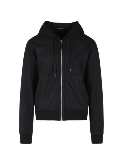 drawstring zip cashmere hoodie