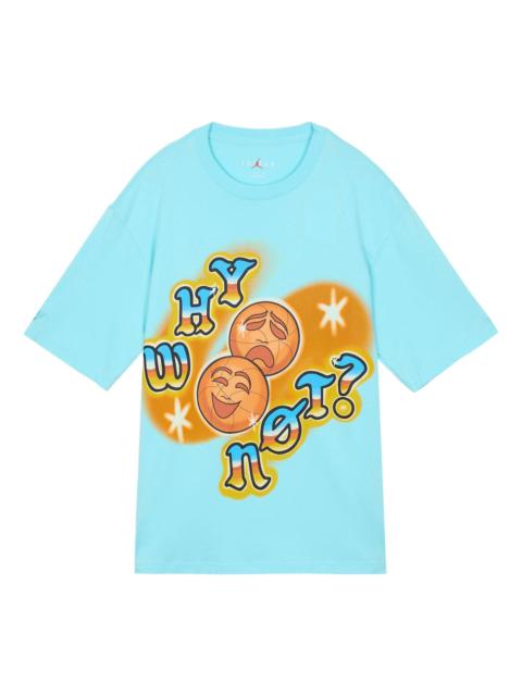 Air Jordan 'why Not' Round Neck Cotton Printing Short Sleeve Pink Blue DO2506-482
