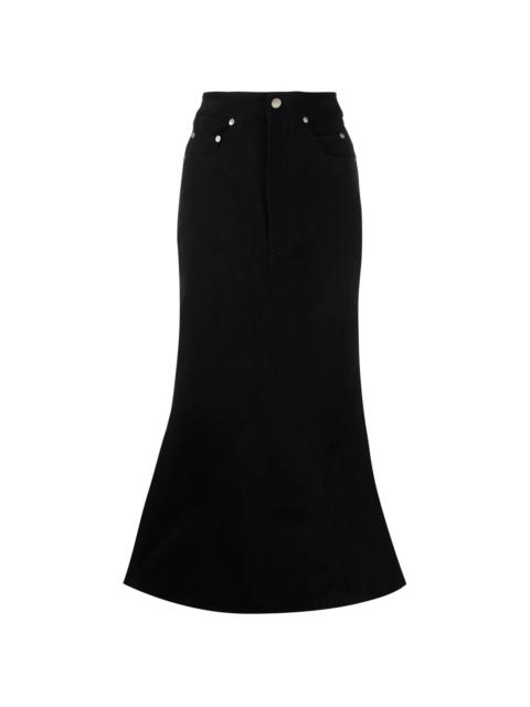 knee-length godet skirt