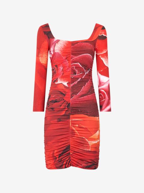 Rose-Print Mini Dress