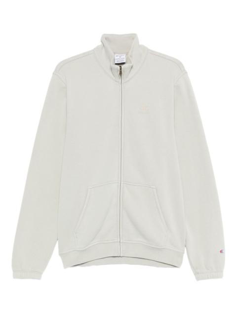 high-neck zip-up sweatshirt