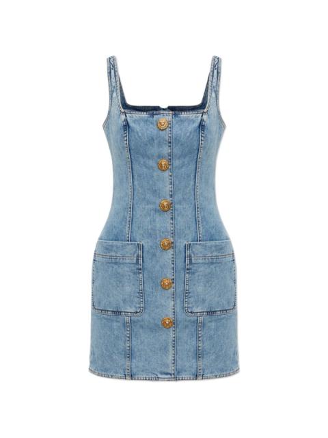 button front denim dress