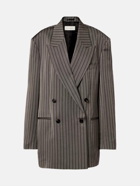 Striped double-breasted oversized blazer