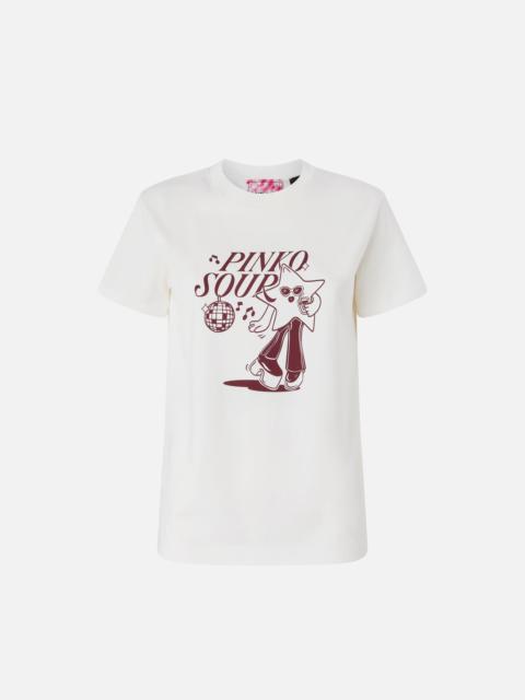T-SHIRT WITH PINKO SOUR DISCO STAR PRINT