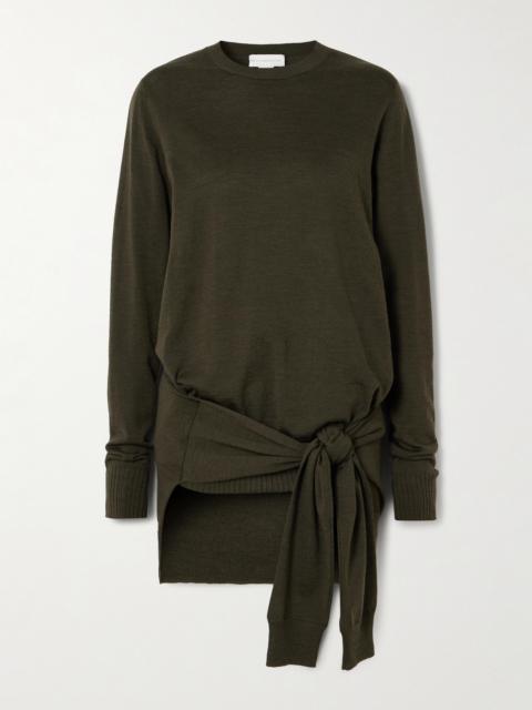 Tie-front Layered Wool Sweater