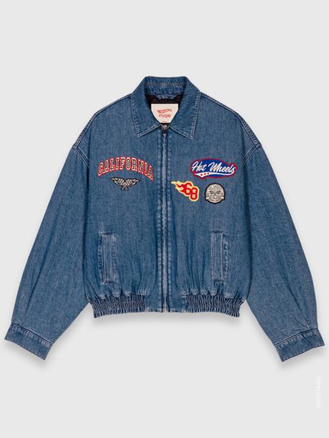 Oversized embroidered denim jacket