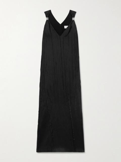 The Keke Embellished Crinkled-satin Midi Dress