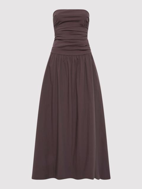 Gathered Strapless Tie Back Dress - Chocolate Plum