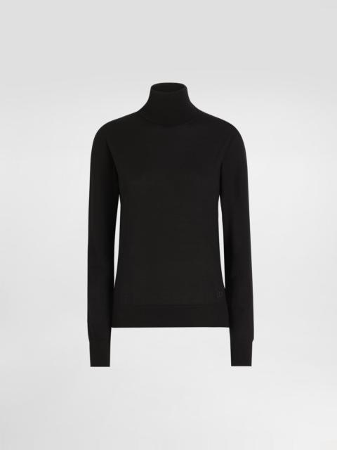 Wool turtle-neck sweater with DG logo embroidery