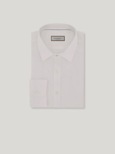 WHITE LINEN REGULAR-FIT SHIRT WITH NARROW POINTED COLLAR