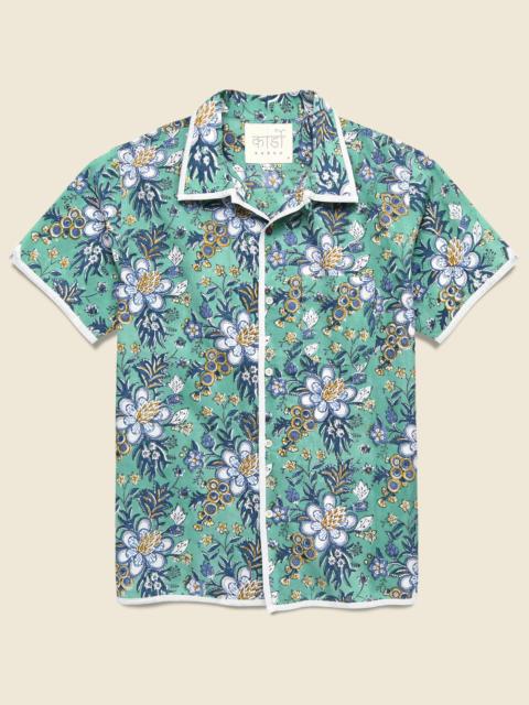 Floral Block Print Shirt - Green