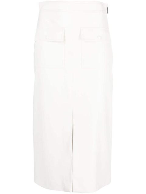 faux-leather midi skirt