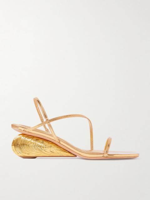 Bridget Metallic Leather Wedge Sandals