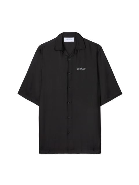 Black Barber Arrow Silk Bowling Shirt