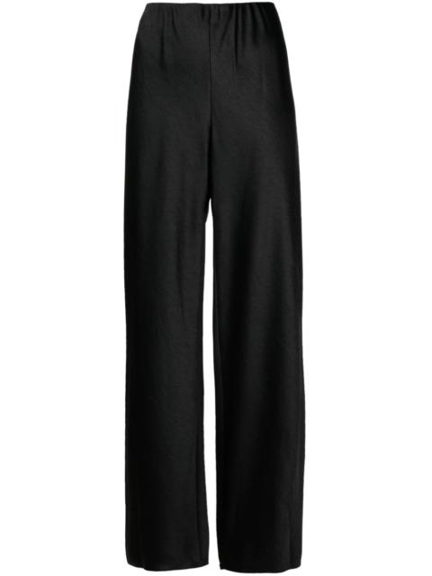 straight-leg satin trousers