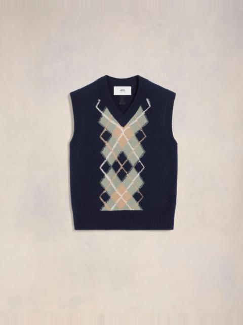 ARGYLE SLEEVELESS SWEATER