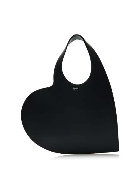 Heart Leather Tote Bag black